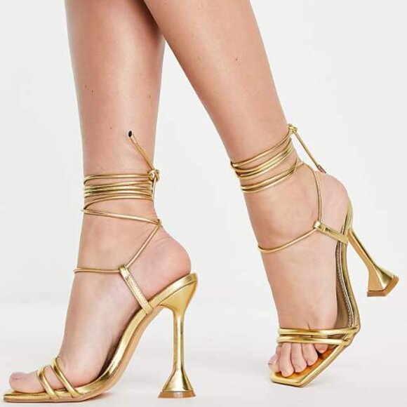 EGO Shoes - New with Box  EGO Ring Top Gold Strappy Heels